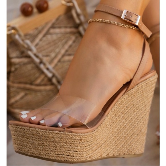 Clear Platform Wedge Espadrille Heel - Picture 2 of 9